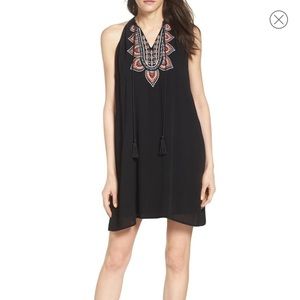 THML embroidered trapeze dress sz S black